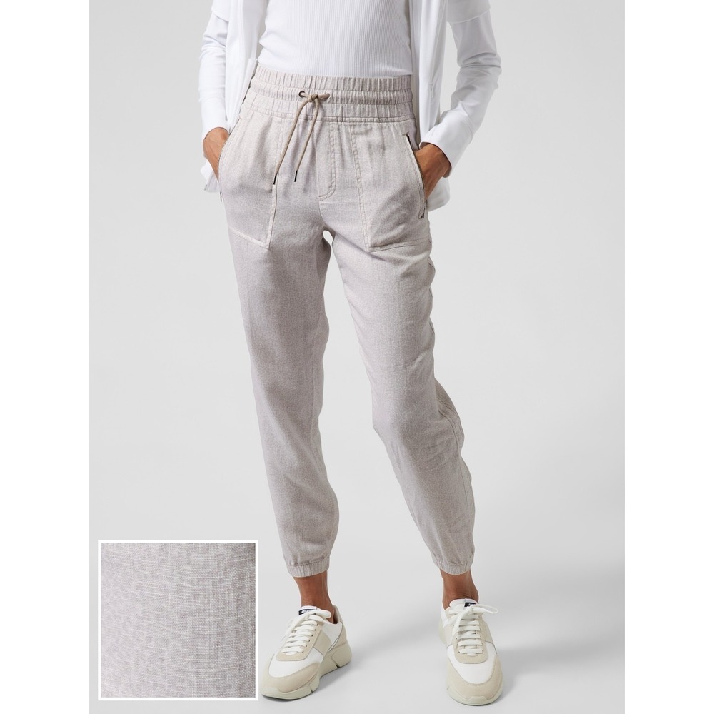 Athleta Cabo Jogger Women's 16 Micro Cheetah Abalone Grey Linen Resort NWT $79